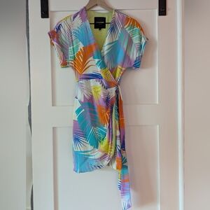 Le Superbe palm print wrap mini dress, size 0